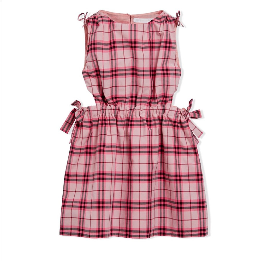 Burberry tie detail check cotton dress